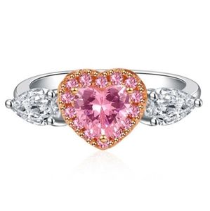 Silver Pink Heart Ring